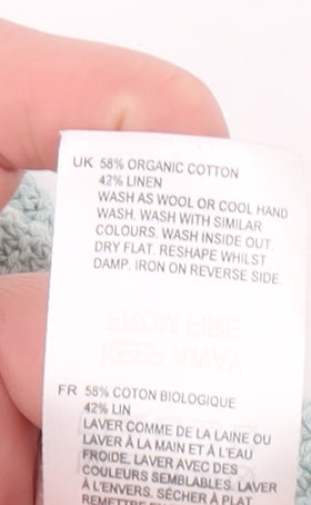 White Stuff Women’s Green Cotton Linen Knit Cardigan Size M