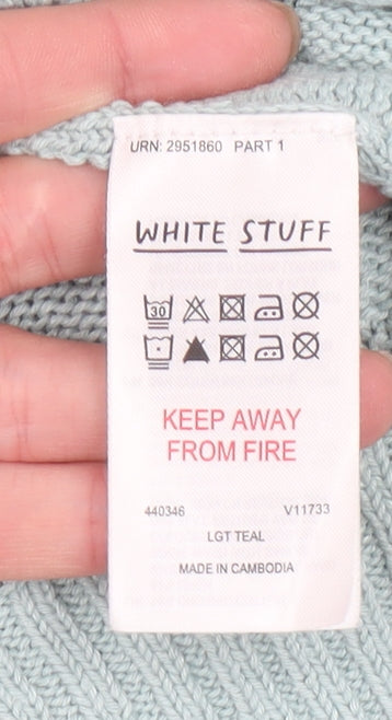 White Stuff Women’s Green Cotton Linen Knit Cardigan Size M