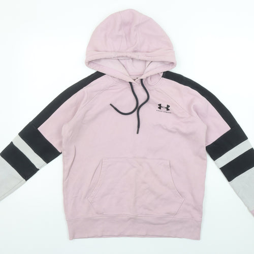 Under Armour Womens Pink XS Pullover Hoodie Colourblock Cotton Blend