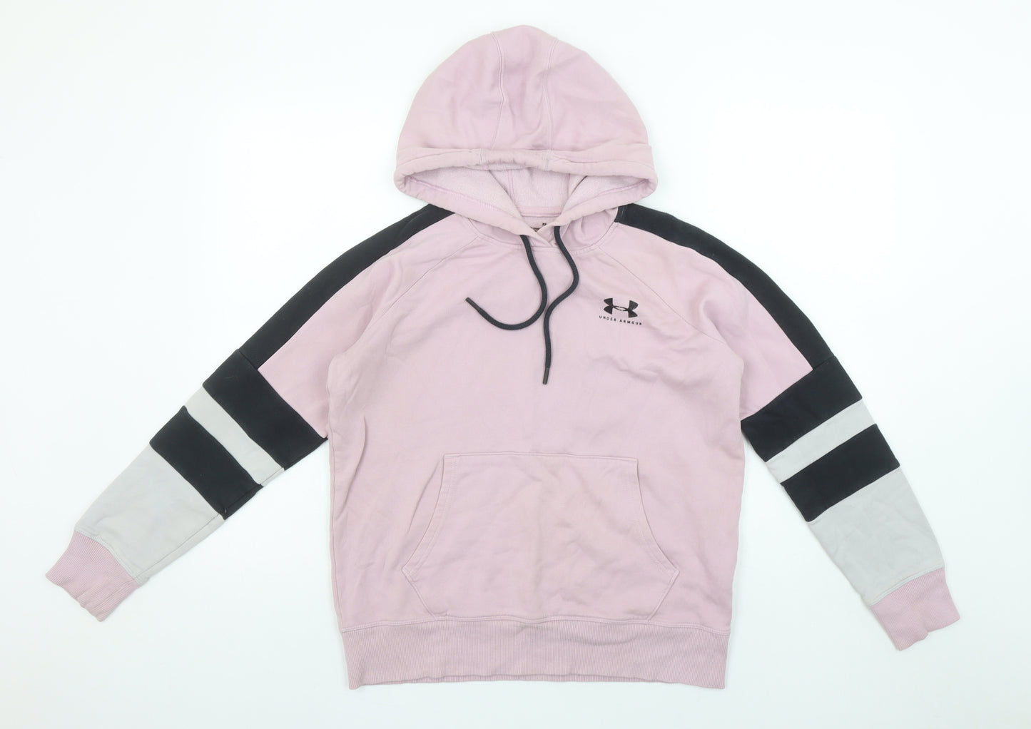 Under Armour Womens Pink XS Pullover Hoodie Colourblock Cotton Blend
