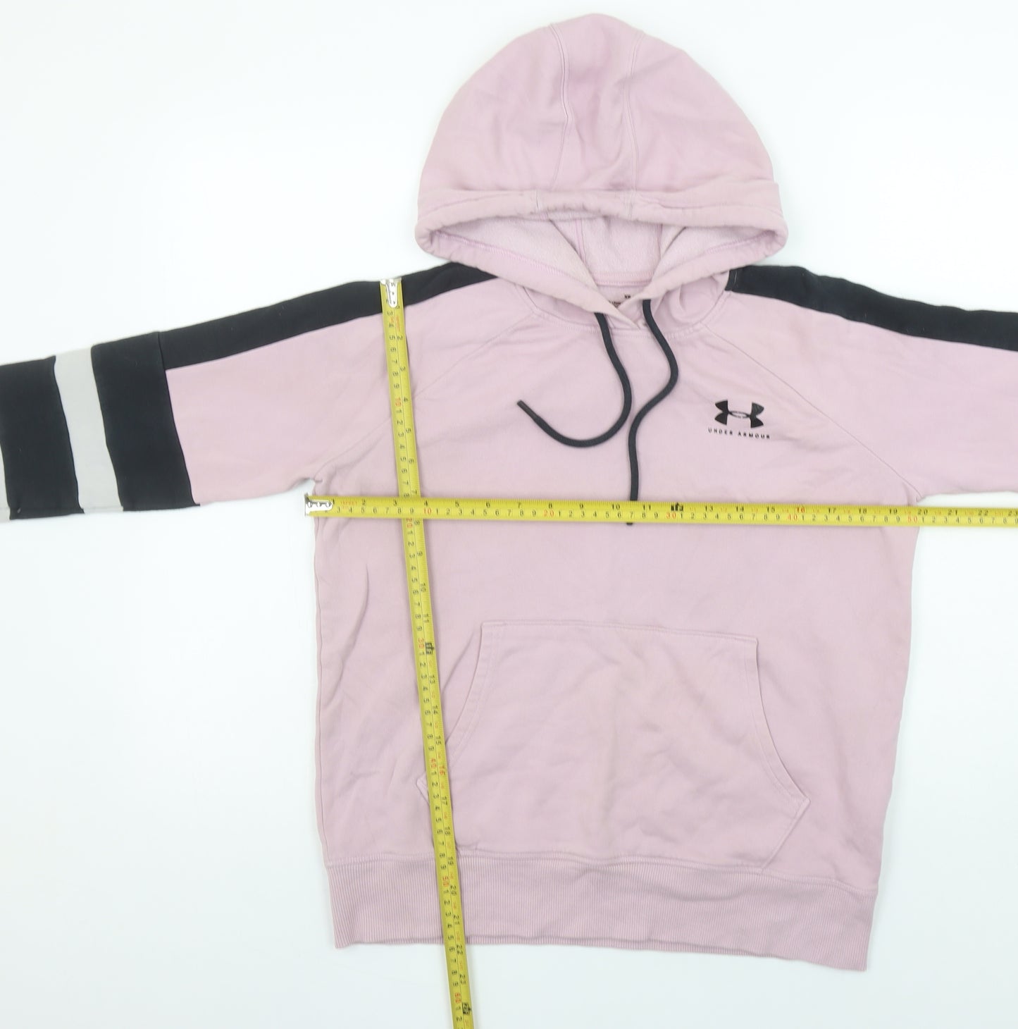 Under Armour Womens Pink XS Pullover Hoodie Colourblock Cotton Blend