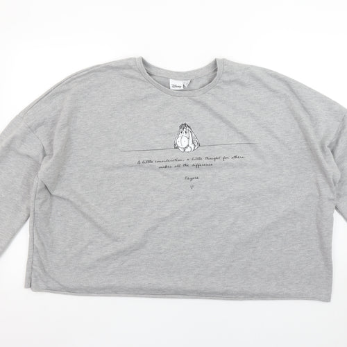 Disney Women Grey Eeyore Sweatshirt XL Cotton Blend Pullover