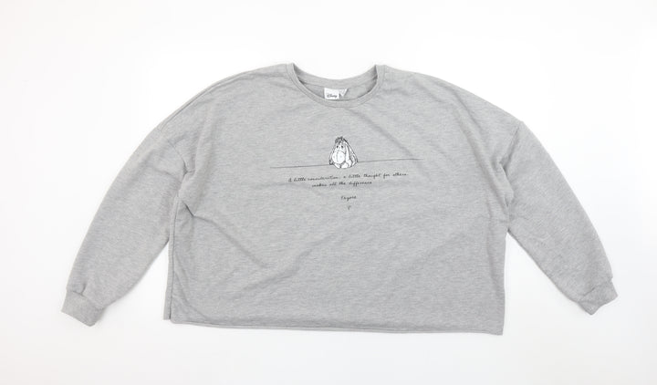 Disney Women Grey Eeyore Sweatshirt XL Cotton Blend Pullover