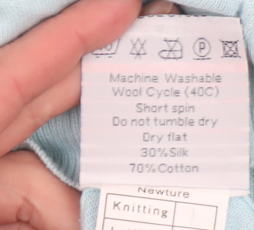 WoolOvers Women's Blue V-Neck Cotton Silk Jumper M