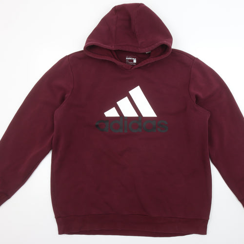 Adidas Women's Burgundy Pullover Hoodie XL Cotton Blend Logo Sport Essential
