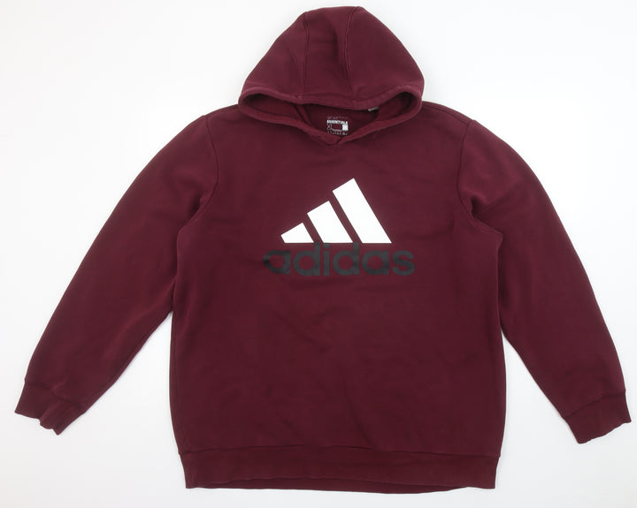 Adidas Women's Burgundy Pullover Hoodie XL Cotton Blend Logo Sport Essential