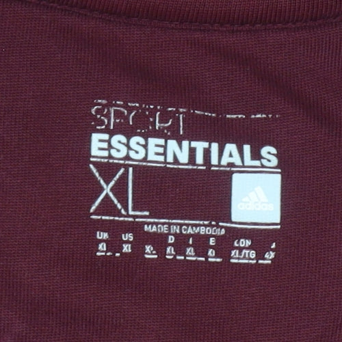 Adidas Women's Burgundy Pullover Hoodie XL Cotton Blend Logo Sport Essential