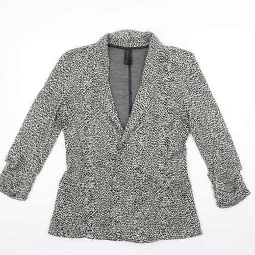 Next Women Grey Animal Print Single-Breasted Suit Jacket Size 12