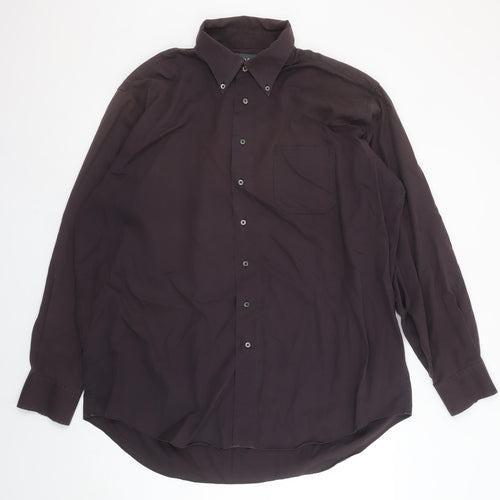 Austin Reed Men's Brown Non-Iron Cotton Button-Up Shirt 17.5in