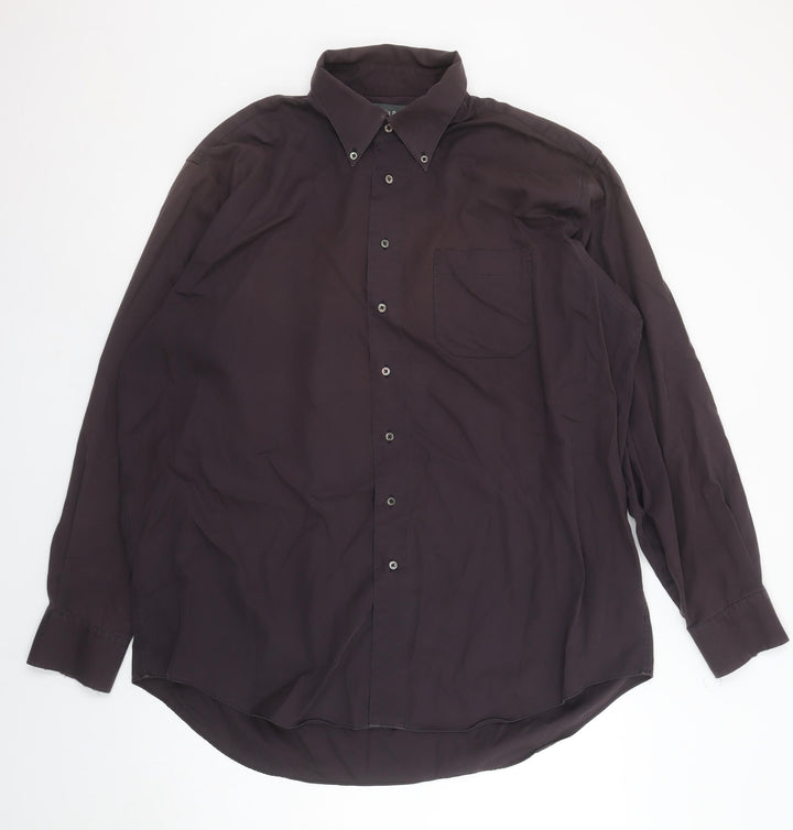 Austin Reed Men's Brown Non-Iron Cotton Button-Up Shirt 17.5in
