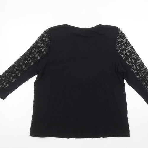 M&Co Women’s Black Lace 3/4 Sleeve Tunic Blouse Size 12