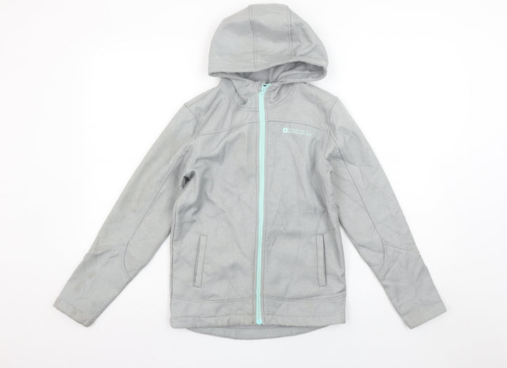Mountain Warehouse Boys Grey Hooded Softshell Jacket 9-10 Years Windproof