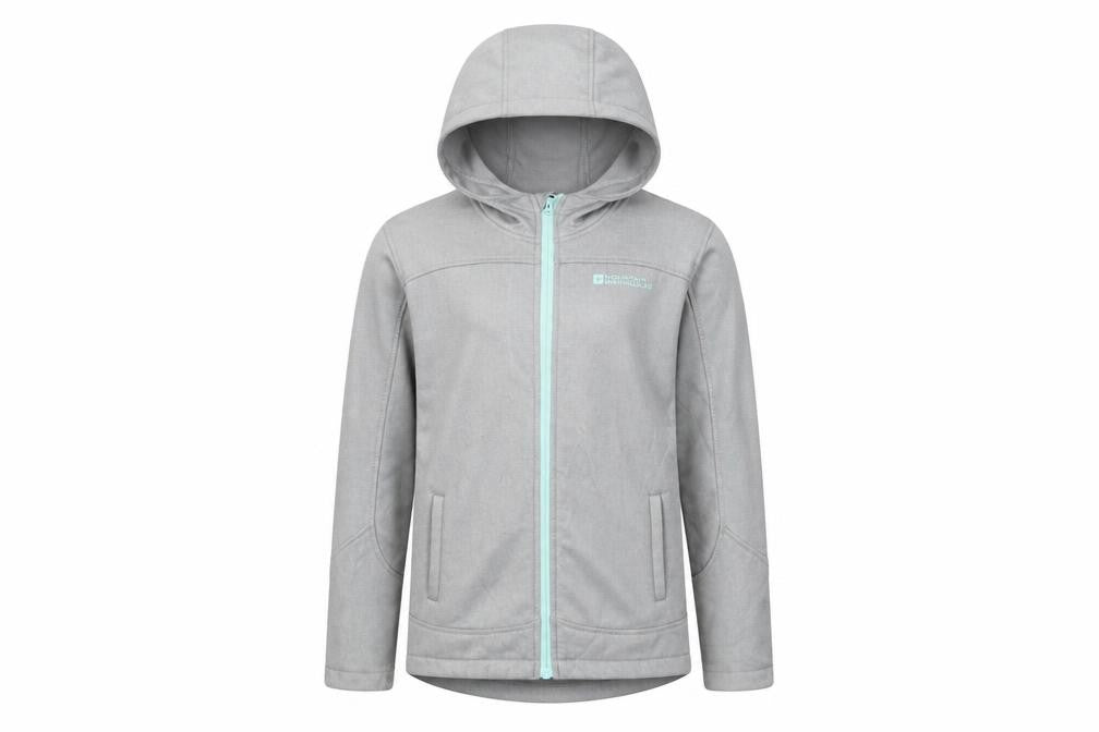 Mountain Warehouse Boys Grey Hooded Softshell Jacket 9-10 Years Windproof