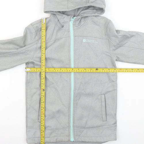 Mountain Warehouse Boys Grey Hooded Softshell Jacket 9-10 Years Windproof