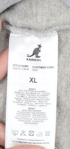 Kangol Mens Grey Logo Crew Neck Sweatshirt XL Cotton Blend