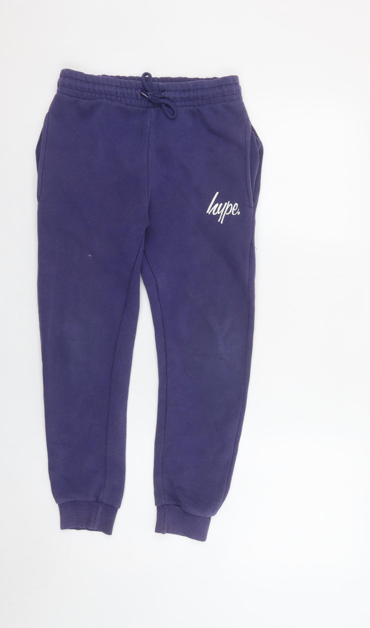 Hype Boys Blue Jogger Trousers 11-12 Years Cotton Blend Elastic Waist