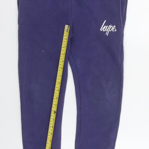 Hype Boys Blue Jogger Trousers 11-12 Years Cotton Blend Elastic Waist