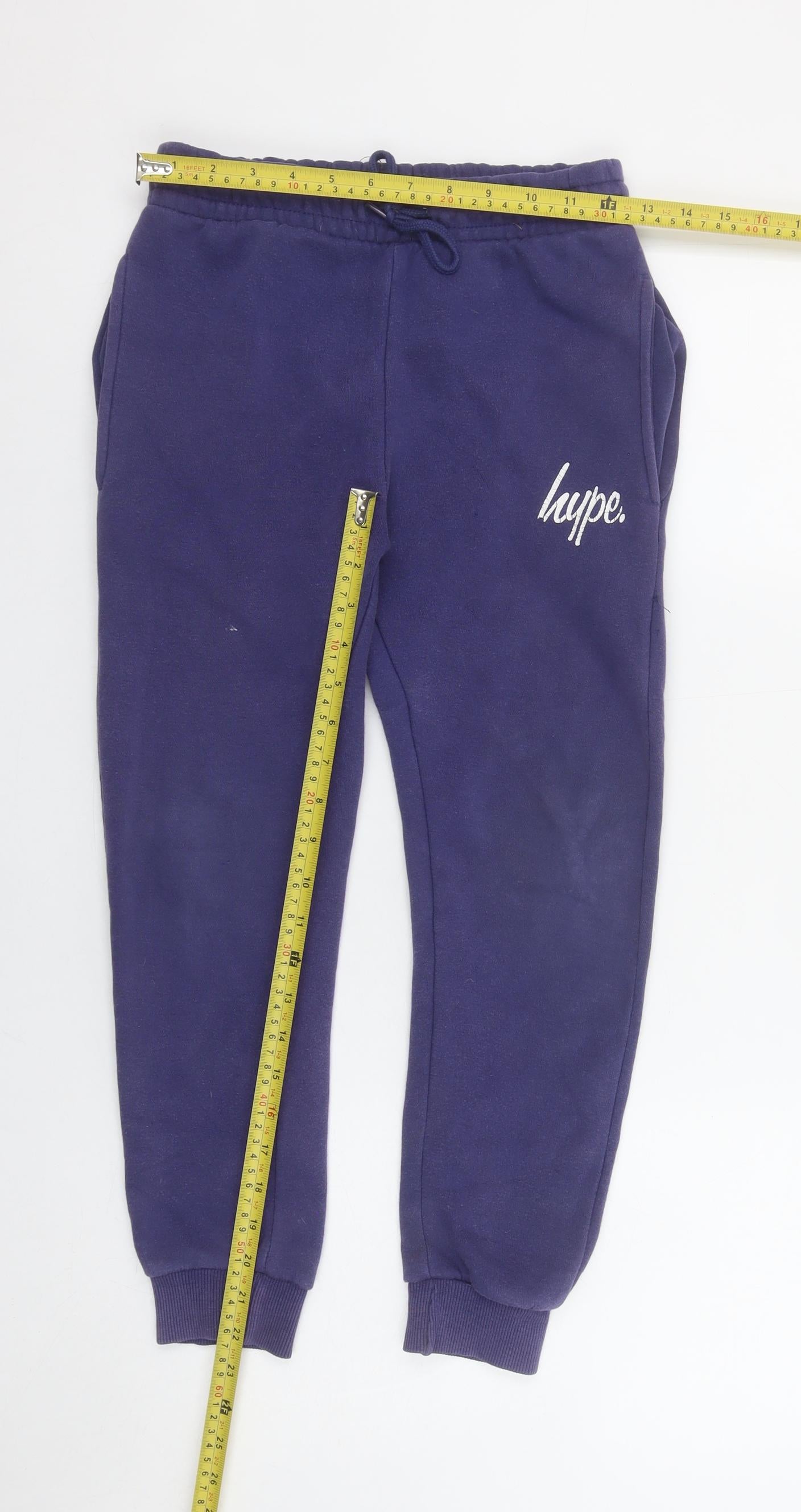 Hype Boys Blue Jogger Trousers 11-12 Years Cotton Blend Elastic Waist