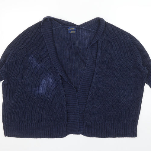 Polo Ralph Lauren Women's Blue Cotton Short Sleeve Cardigan S
