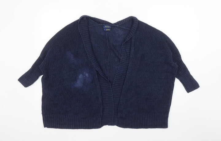 Polo Ralph Lauren Women's Blue Cotton Short Sleeve Cardigan S