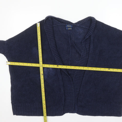 Polo Ralph Lauren Women's Blue Cotton Short Sleeve Cardigan S
