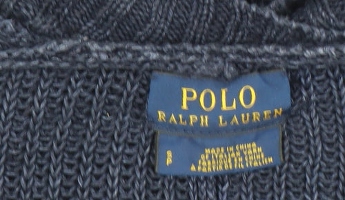 Polo Ralph Lauren Women's Blue Cotton Short Sleeve Cardigan S