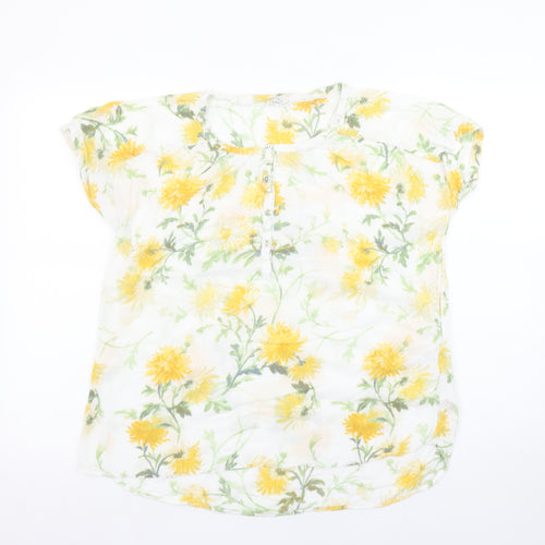 FatFace Womens White Floral Short Sleeve Viscose Blouse UK 12