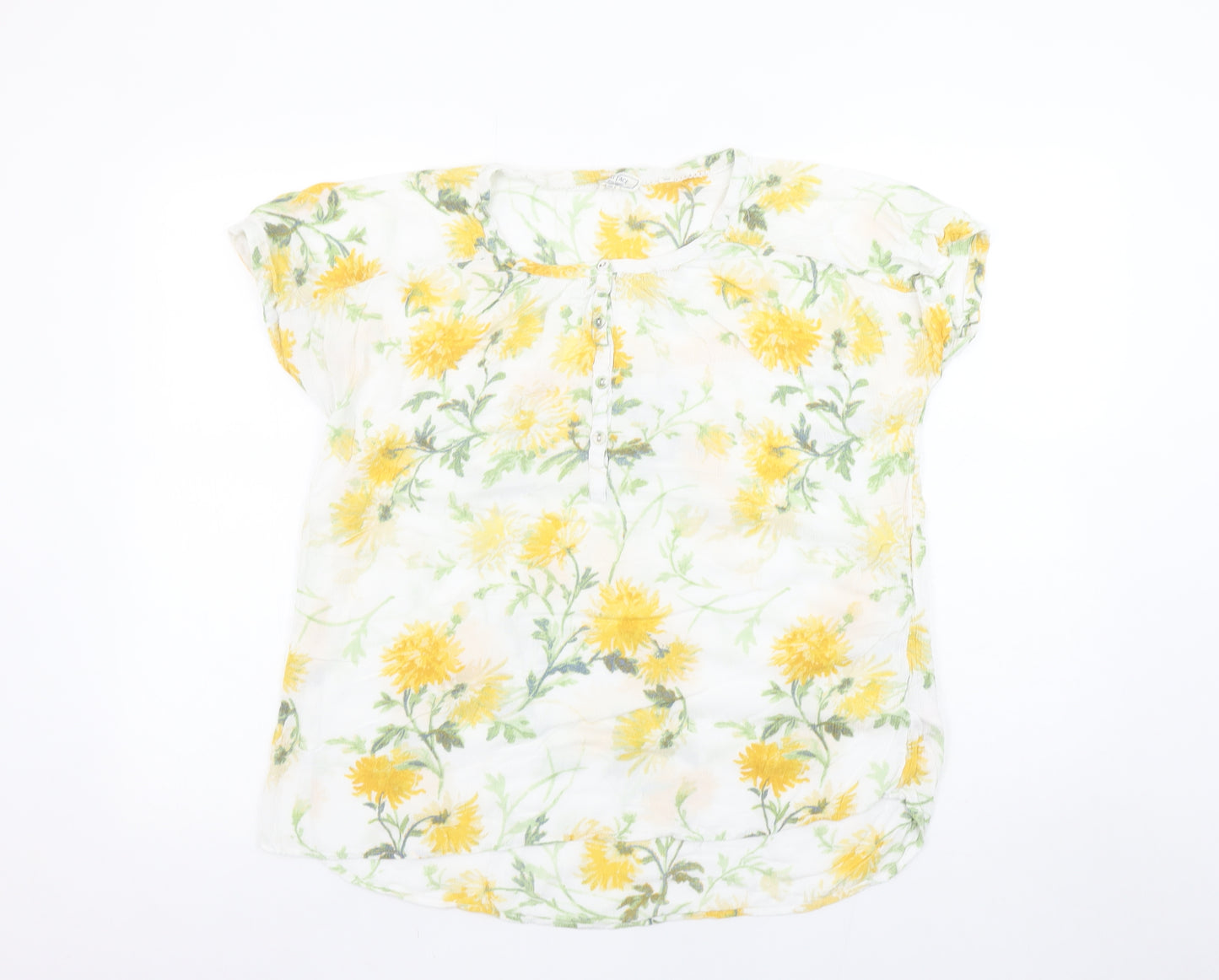 FatFace Womens White Floral Short Sleeve Viscose Blouse UK 12