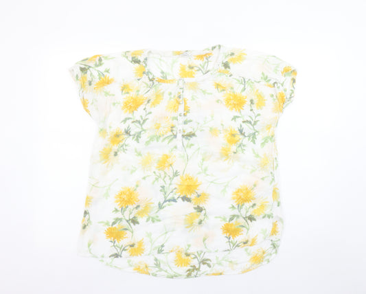 FatFace Womens White Floral Short Sleeve Viscose Blouse UK 12