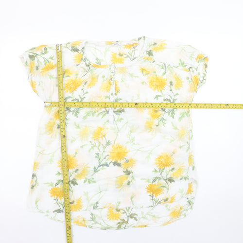 FatFace Womens White Floral Short Sleeve Viscose Blouse UK 12