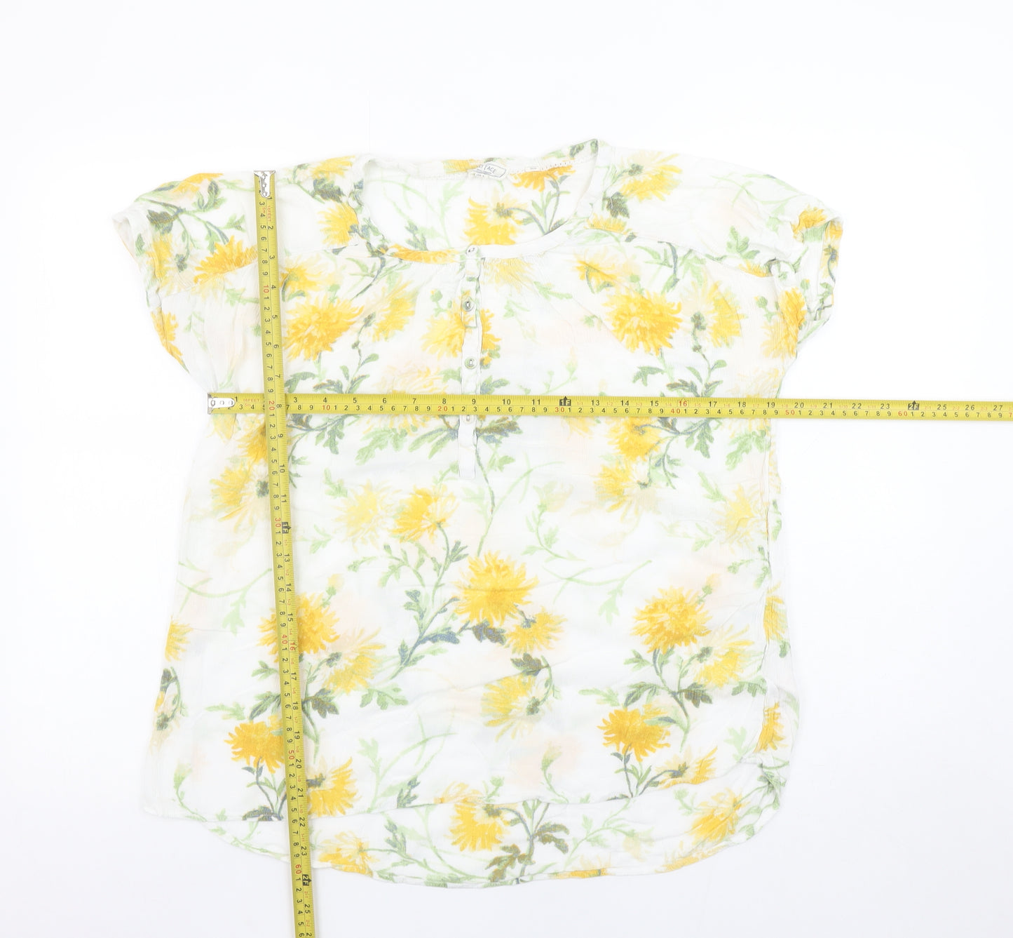 FatFace Womens White Floral Short Sleeve Viscose Blouse UK 12