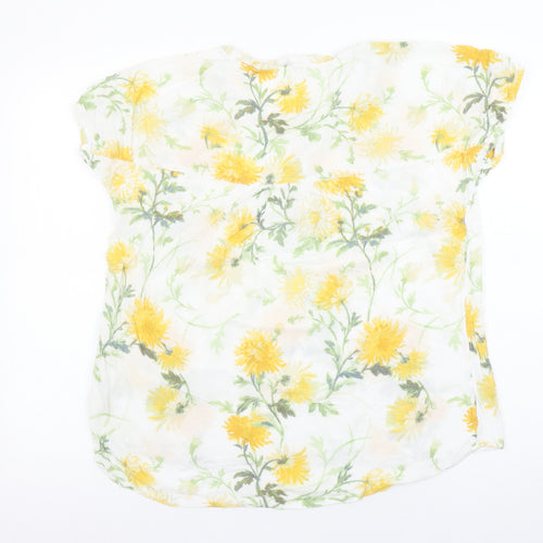 FatFace Womens White Floral Short Sleeve Viscose Blouse UK 12