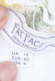 FatFace Womens White Floral Short Sleeve Viscose Blouse UK 12