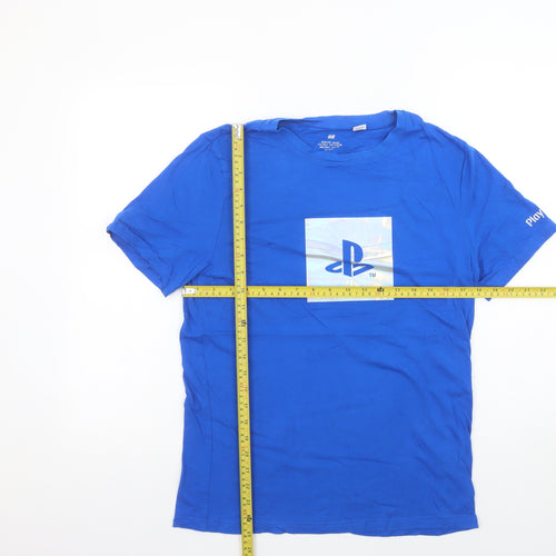 H&M Boys Blue PlayStation Graphic T-Shirt 14-15 Years Short Sleeve Cotton