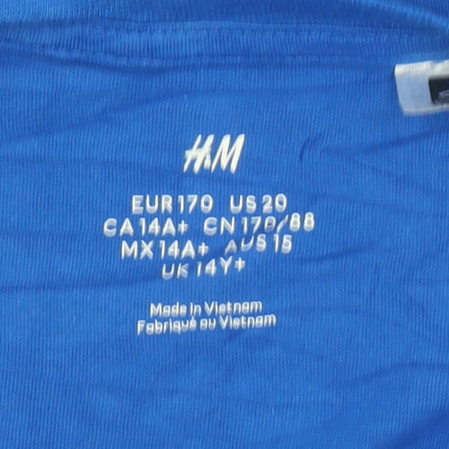 H&M Boys Blue PlayStation Graphic T-Shirt 14-15 Years Short Sleeve Cotton