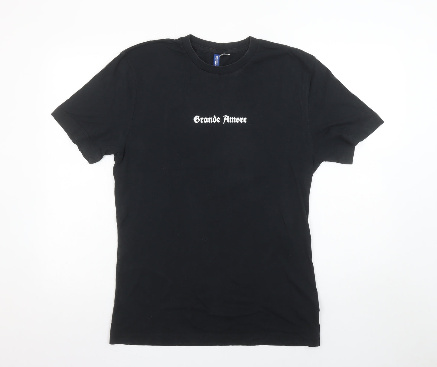 H&M Divided Men’s Black ‘Grande Amore’ Rose Print T-Shirt Size S