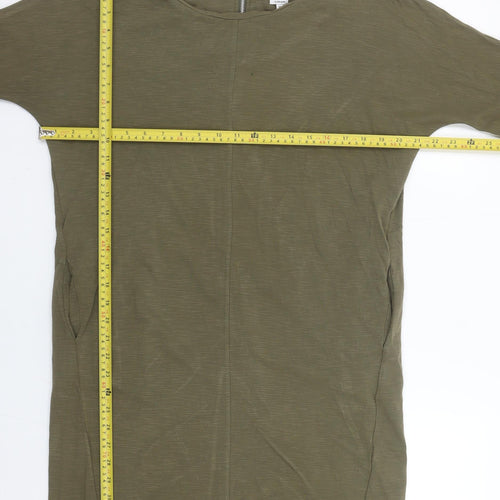 Kin by John Lewis Women’s Green Shift Dress Size 14 3/4 Sleeve Zip Back