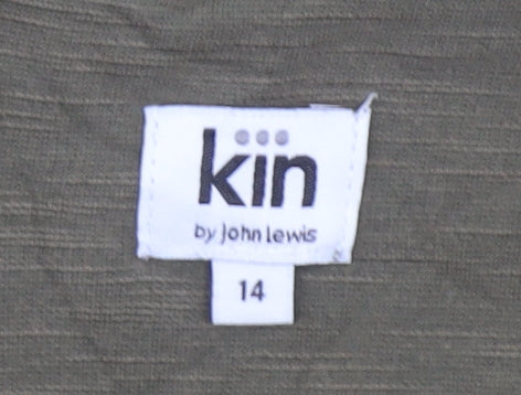 Kin by John Lewis Women’s Green Shift Dress Size 14 3/4 Sleeve Zip Back