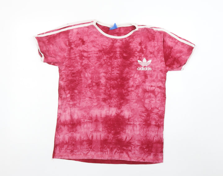 Adidas Womens Pink Tie-Dye Cotton Short Sleeve T-Shirt Size S