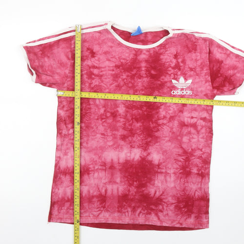 Adidas Womens Pink Tie-Dye Cotton Short Sleeve T-Shirt Size S