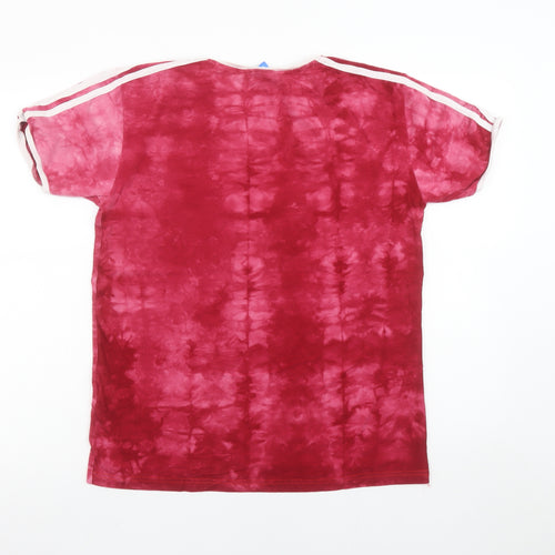 Adidas Womens Pink Tie-Dye Cotton Short Sleeve T-Shirt Size S