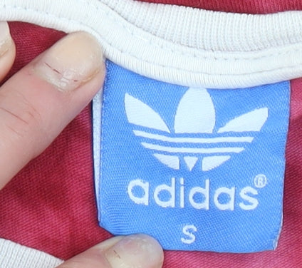 Adidas Womens Pink Tie-Dye Cotton Short Sleeve T-Shirt Size S