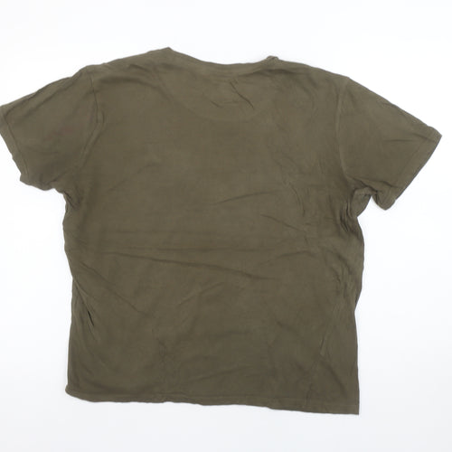 Brave Soul Men's Green Cotton Crew Neck Short Sleeve T-Shirt M