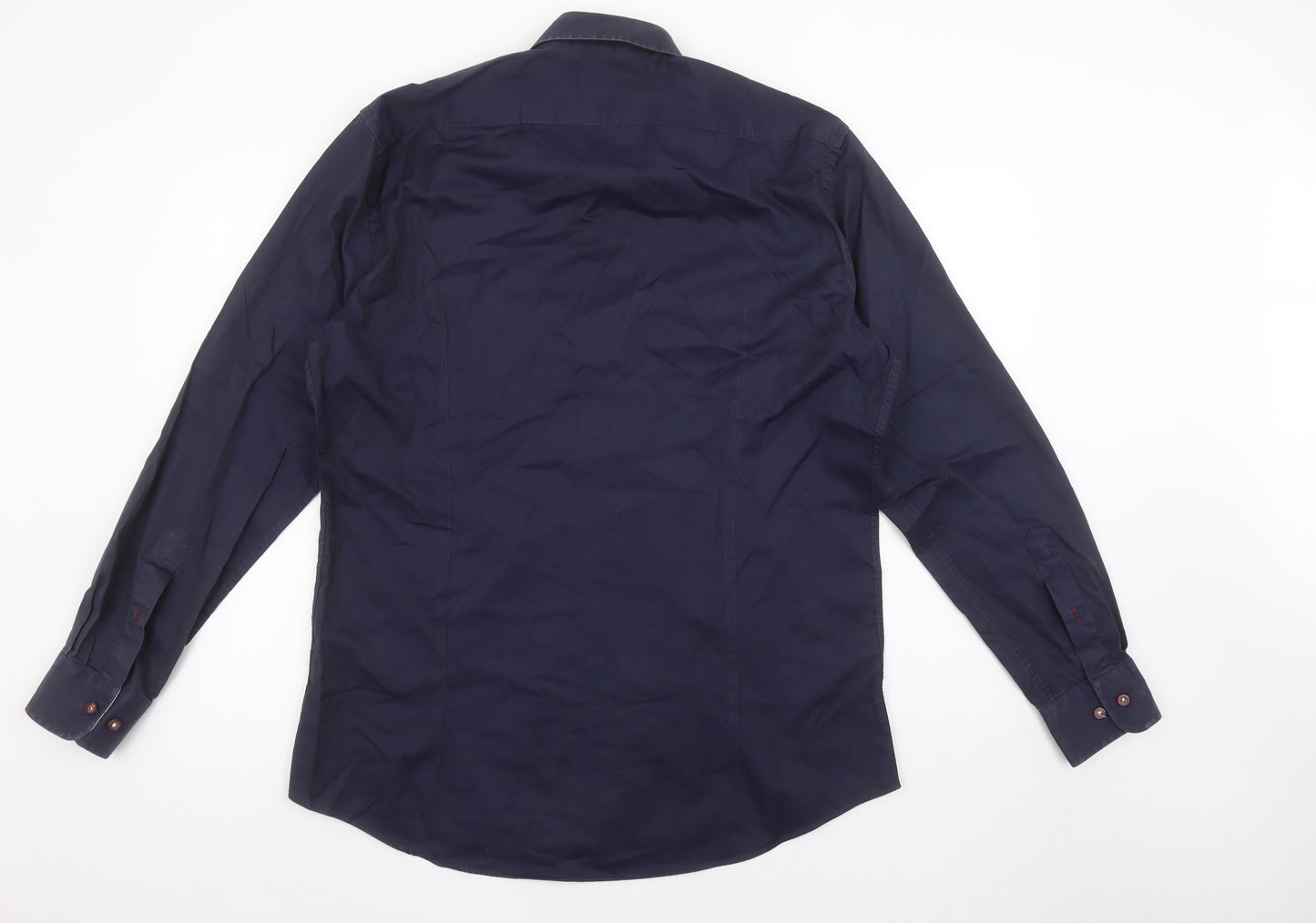 Baumler Men's Blue 16.5in Classic Fit Long Sleeve Cotton Button-Up Shirt
