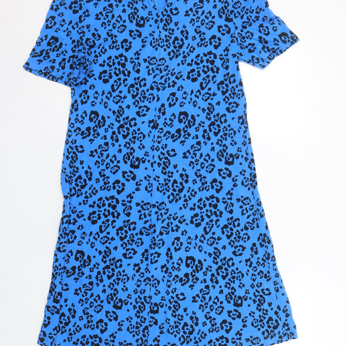 Marks and Spencer Women Blue Animal Print Short Sleeve Shift Dress Size 8