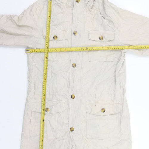 Cotton Traders Men's Beige Cotton Parka Coat S Hooded Casual Twill