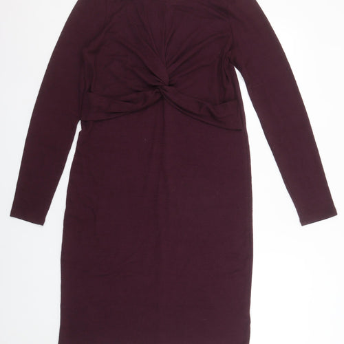 GAP Maternity Purple Bodycon Knee Length Long Sleeve Dress S