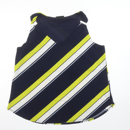 Wallis Women’s Multicoloured Striped V-Neck Sleeveless Blouse Size 16