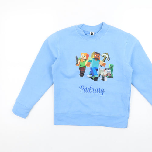 Roly Boys Blue Minecraft Graphic Sweatshirt 6 Years Pullover Cotton Blend