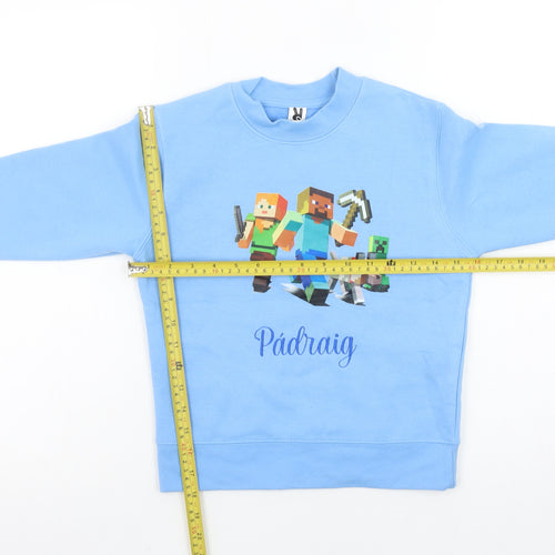 Roly Boys Blue Minecraft Graphic Sweatshirt 6 Years Pullover Cotton Blend